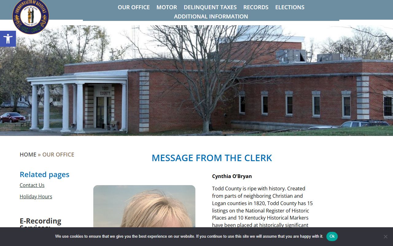 Todd County probate records County Clerk local history and old courthouse context