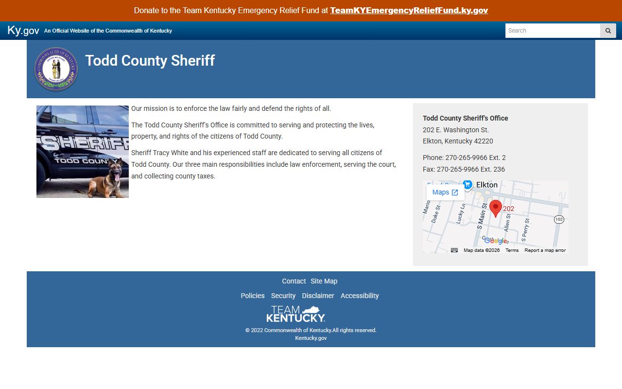 Todd County warrant records and Sheriff court-service duties